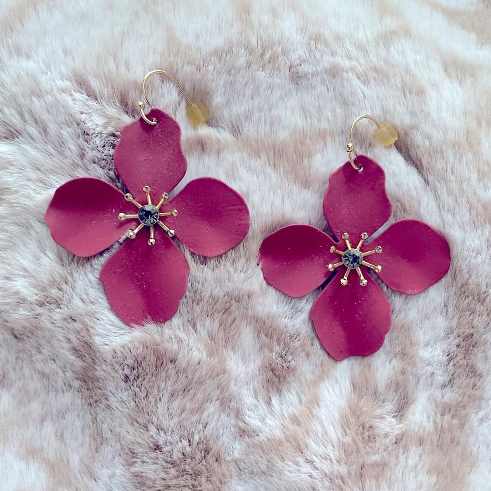 Hot Pink Floral Earrings